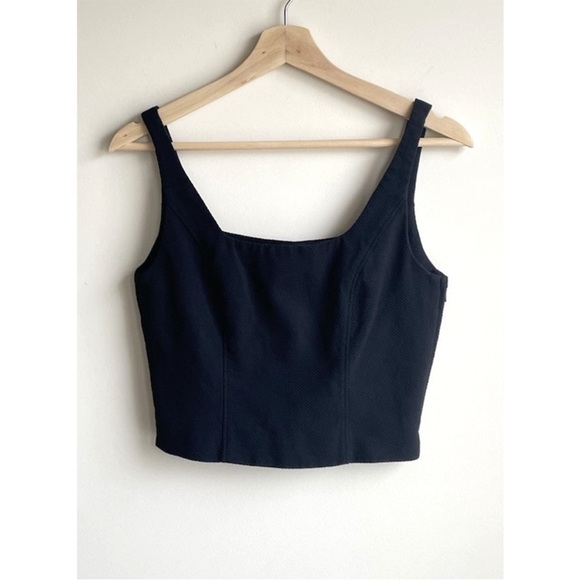 Vintage 90s J. Crew Womens Crop Top Size 6 Black Square Neck Tank - Picture 1 of 7